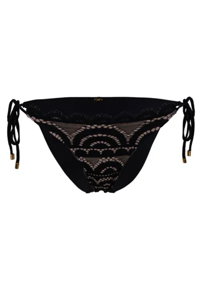 Pq Swim Lace Tie Teeny Bottom Midnight In Black