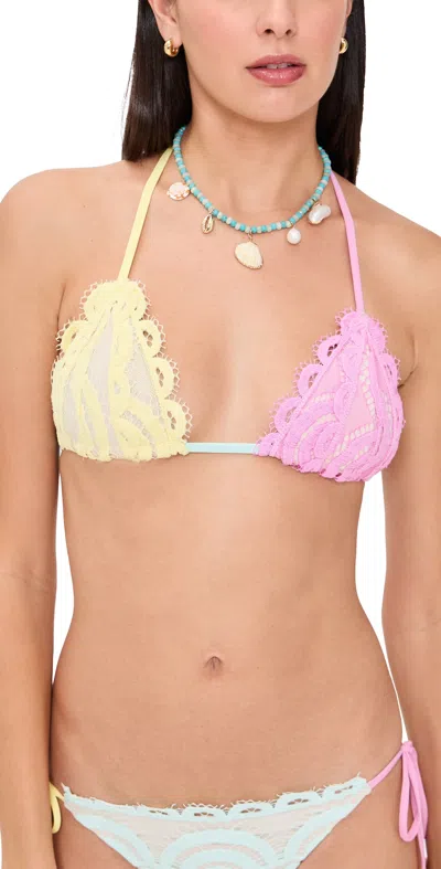 Pq Swim Lace Tri Top Sweet Pea In Multi