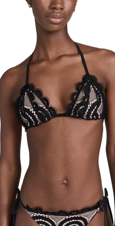 Pq Swim Lace Triangle Bikini Top Midnight