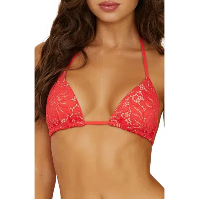 Pq Swim Lace Triangle Bikini Top In Passion