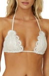 Pq Swim Lace Triangle Bikini Top In Vanilla
