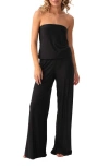 Pq Swim Lacey Strapless Wide Leg Cover-up Jumpsuit In Animal Print