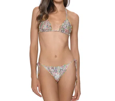 Pq Swim Lettuce Edge Triangle Bikini Top In Paisley Coast In Multi
