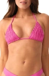 Pq Swim Lila Macramé Triangle Bikini Top In Pink