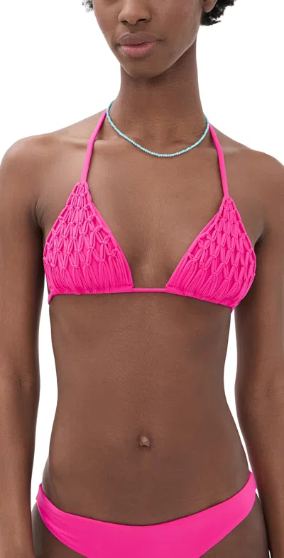 Pq Swim Lila Triangle Bikini Top Petunia In Pink