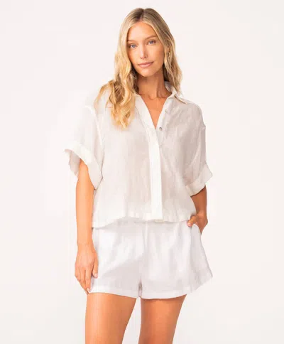 Pq Swim Lily Linen Top And Shorts Set In White