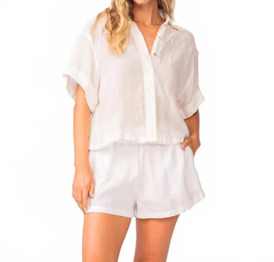 Pq Swim Linen Short In Water Lily In White