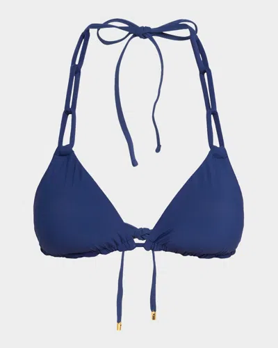 Pq Swim Loop Triangle Bikini Top In Blue