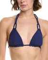 Pq Swim Loop Triangle Bikini Top In Blue