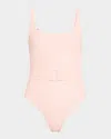 Pq Swim Lucia Belted One-piece Swimsuit In Ballet