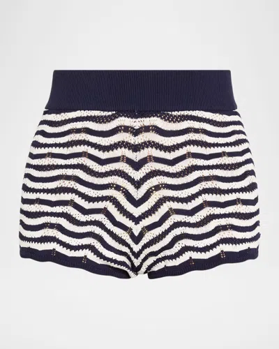 Pq Swim Luna Striped Crochet Shorts
