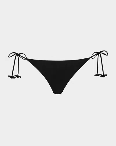 Pq Swim Macrame Floral Tie Bikini Bottoms In Jet