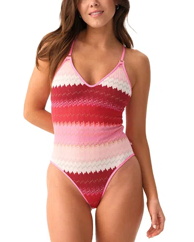 Pq Swim Margot Striped Swimsuit In Red
