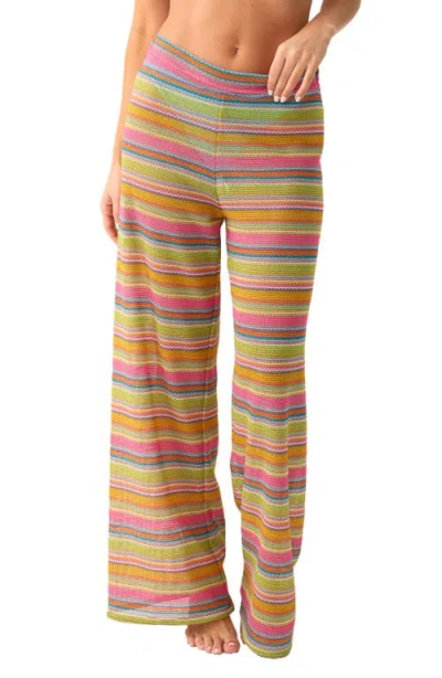 Pq Swim Meg Stripe High Waist Cover-up Pants In Multi