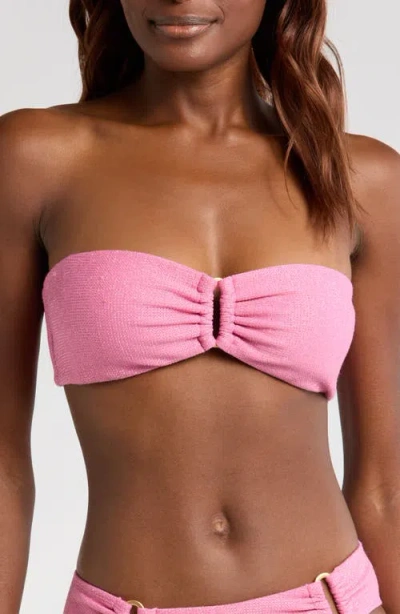 Pq Swim Metallic Bandeau Bikini Top In Sorbet