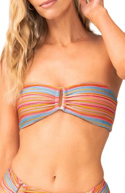 Pq Swim Metallic Stripe Strapless Bikini Top In Balboa