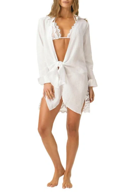 Pq Swim Millie Sheer Lace Back Cover-up Tunic In White