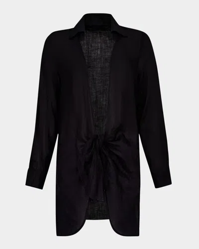 Pq Swim Millie Tie-front Shirt Coverup In Black