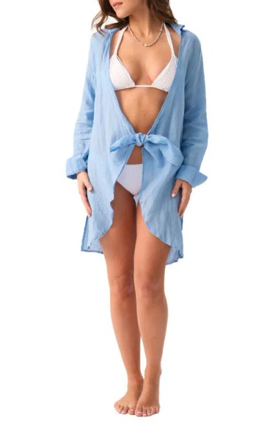 PQ SWIM PQ SWIM MILLIE TIE LINEN COVER-UP SHIRT