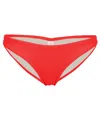 Pq Swim Milos Basic Ruched Bikini Bottoms In Red
