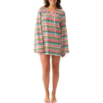 Pq Swim Noah Metallic Long Sleeve Cover-up In Multi