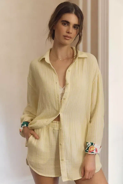 Pq Swim P. J. Salvage X  Gauze Buttondown Top In Yellow