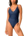 Pq Swim Penelope Metallic Ruched One-piece Swimsuit In Blue