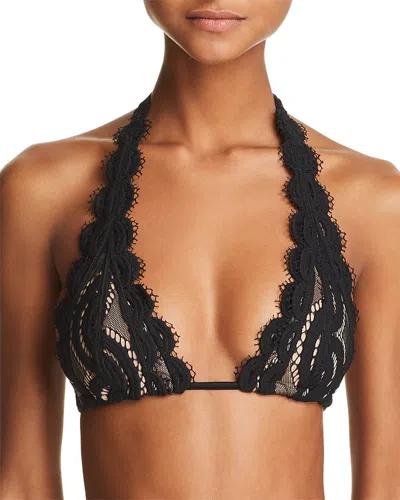 Pq Swim Pilyq Lace Overlay Halter Bikini Top In Midnight