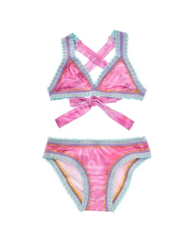 Pq Swim Kids' Pilyq Rainbow Embroidered 2pc Bikini Set In Multi