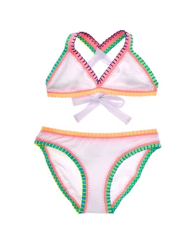 Pq Swim Kids' Rainbow Embroidered 2pc Bikini Set In Multi