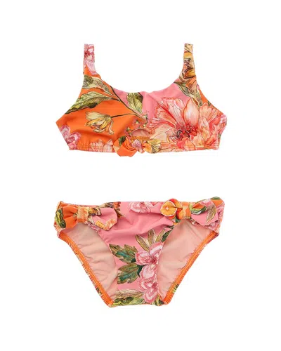 Pq Swim Kids' Reese Bow 2pc Bikini Set In Pink