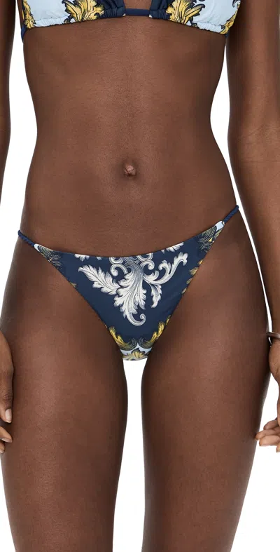 Pq Swim Rope Full Bikini Bottoms Antique Scroll In Blue