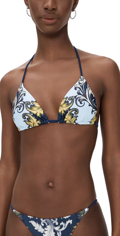 Pq Swim Rope Triangle Bikini Top Antique Scroll In Multi