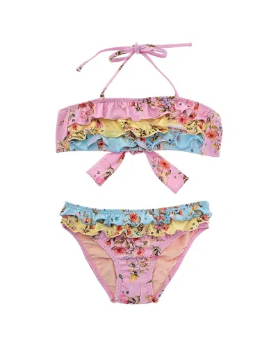 Pq Swim Kids' Ruffle 2pc Bikini Set In Pink