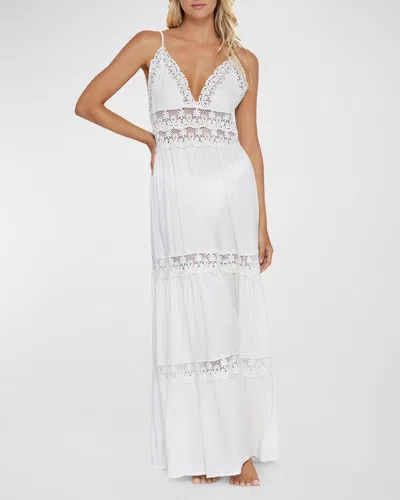 Pq Swim Shea Lace Inset Maxi Dress In Water Lily