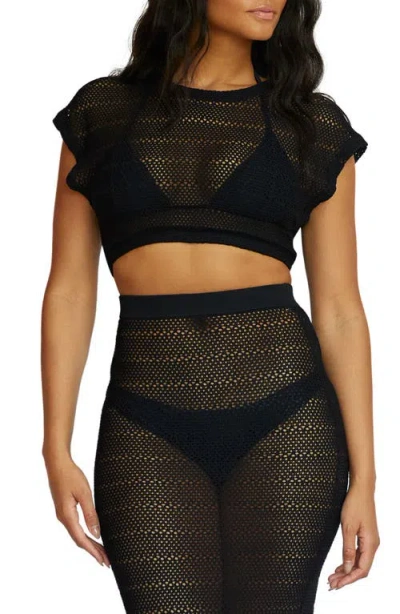 Pq Swim Sheer Cover-up Top In Black
