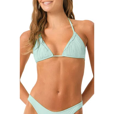 Pq Swim Skyla Macramé Triangle Bikini Top In Blue