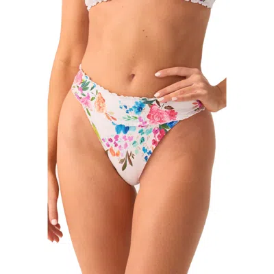 Pq Swim Smocked High Waist Bikini Bottoms In Multi