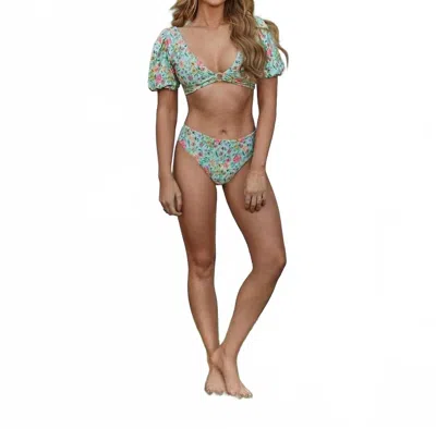 Pq Swim Sprout Devon Cap Sleeve Bikini Top In Multi
