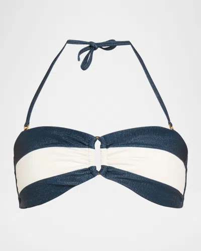 Pq Swim Striped Bandeau Bikini Top In Purple