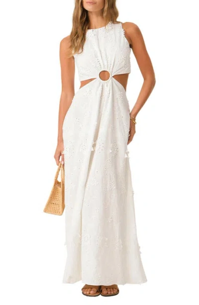 Pq Swim Tavi Eyelet Sleeveless Cover-up Maxi Dress In White