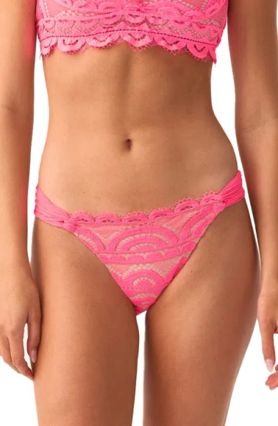 Pq Swim Teeny Lace Fanned Bikini Bottoms In Pink