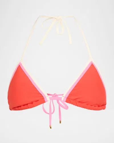 Pq Swim Thea Passion Triangle Bikini Top In Red
