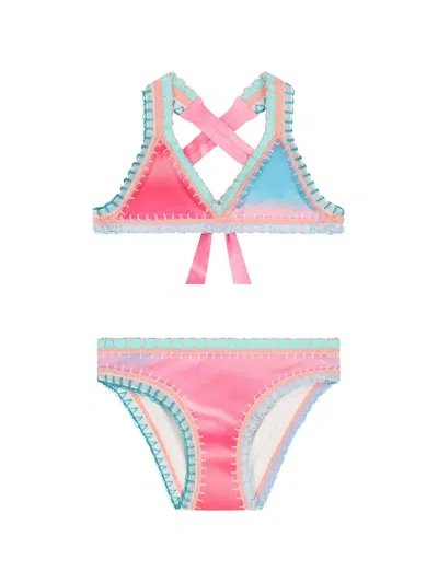 Pq Swim Kids' Tie-dye Crochet Swimwear In Pink