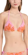 Pq Swim Embroidered Triangle String Bikini Top In Multi