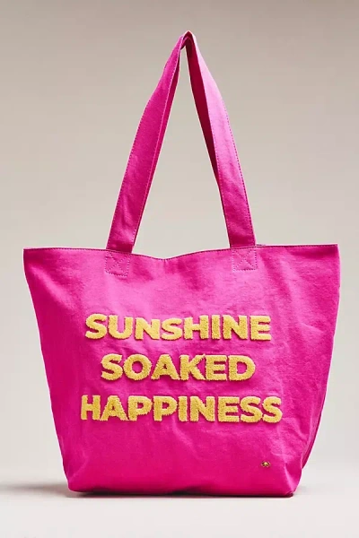 Pq Swim Vacation Script Tote Bag In Pink
