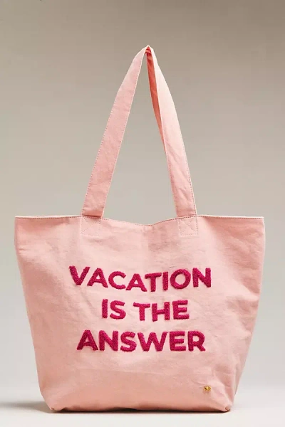 Pq Swim Vacation Script Tote Bag In Pink
