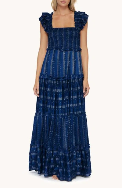 PQ SWIM PQ SWIM VICTORIA METALLIC TIERED COVER-UP MAXI DRESS