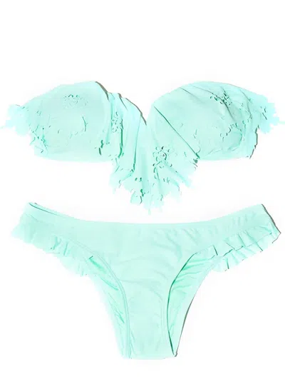 Pq Swim Women's Caribbean Sea Ruffle Full Cut Bikini Bottom Swimsuit In Mint In Blue