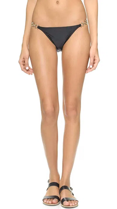 Pq Swim Women's Gold Chain Hardware Strap Bikini Bottom Swimsuit In Black/gold